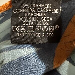 Cashmere Silk Print Oversized Shawl-Paris Inspired Illustrated Wrap – Never Worn